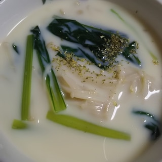 えのきと小松菜の豆乳スープ(^^)